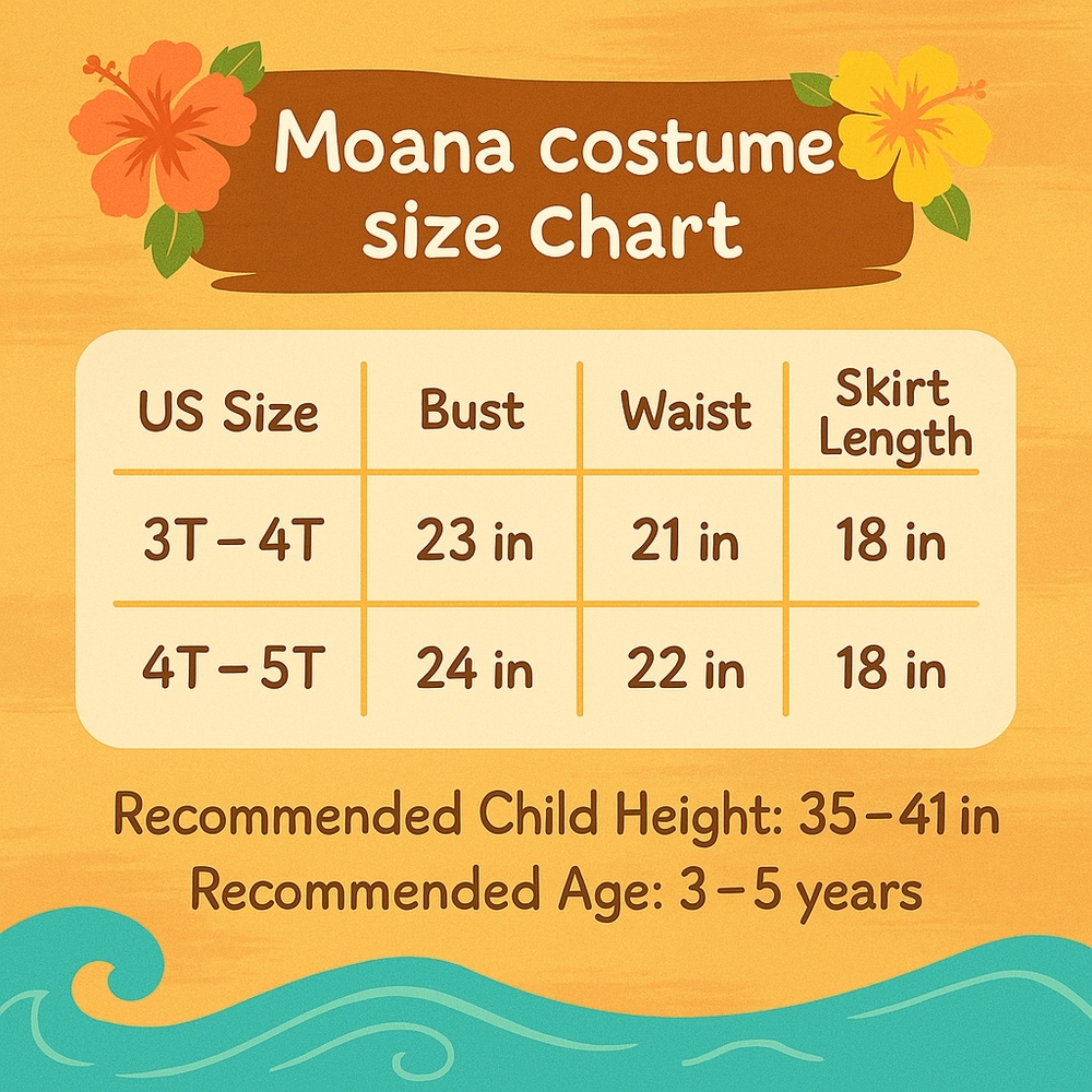 Moana Costume 4T – 5T Girls Halloween Dress with Necklace Disney Princess Dress - Picture 11 of 11